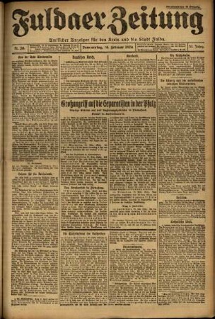 Erste Ausgabe vom Donnerstag, den 14. Februar 1924.