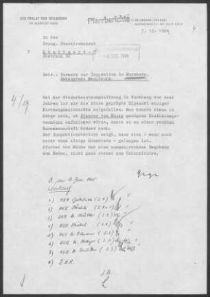 Wurmberg-Neubärental: Inspektionsbericht 1964