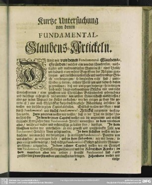 Kurtze Untersuchung von denen Fundamental-Glaubens-Artickeln