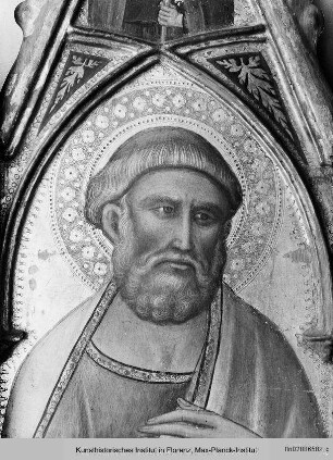 Polyptychon : Heiliger Petrus, darüber heiliger Antonius Abbas