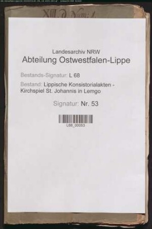 Besetzung der Kantorenstelle (auch: Versorgung der Angehörigen)