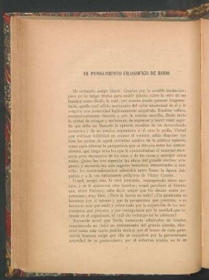 El pensamiento filosófico de Rodó