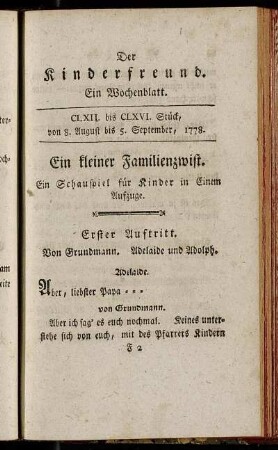 Erster Auftritt - Fünfter Auftritt