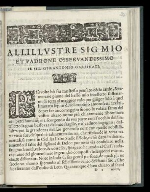 Dedikation an Giovanni Antonio Garbinati von Gio. Pietro Gallo