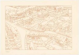 Bebauungsplan Schöneberger Südgelände, Berlin: Perspektivische Ansicht (Vogelschau) (Druck von Inv.Nr. 20591)