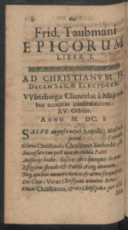 Frid. Taubmani Epicorum Liber I.