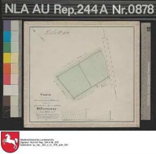 Lage von zwei fiskalischen Grundstücken Ostermoor an der Straße von Carolinensiel nach Wittmund bei WITTMUND Kolorierte Zeichnung von F. W. Sprengell Papier auf Leinen Format 22,0x20,0 M 1:2.000