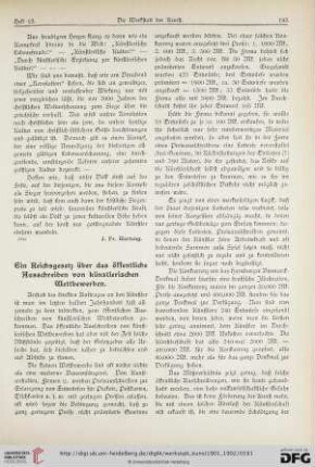 1: Ein Reichsgesetz über das öffentliche Ausschreiben von künstlerischen Wettbewerben