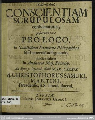 Conscientiam scrupulosam consideraturus