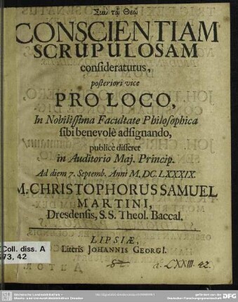 Conscientiam scrupulosam consideraturus
