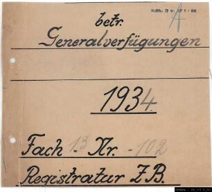Generalverfügungen betr. Inneren Dienstbetrieb der Stadtverwaltung.