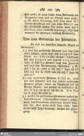 Von dem Gebrauche der Fürwörter