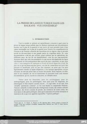 La Presse De Langue Turque Dans Les Balkans: Vue D'Ensemble