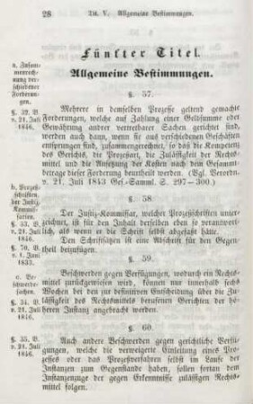 Fünfter Titel. Allgemeine Bestimmungen