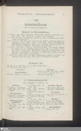 VII. Gesamtministerium