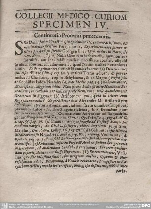 COLLEGII MEDICO-CURIOSI SPECIMEN IV.
