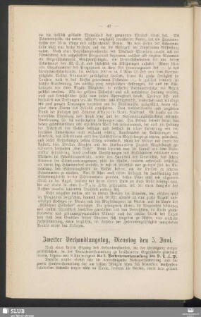 Zweiter Verhandlungstag, Dienstag den 5. Juni
