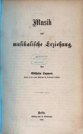 Musik und musikalische Erziehung