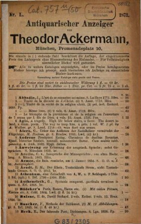 Antiquarischer Anzeiger. 50. 1871