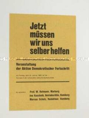 Propagandaflugblatt der Aktion Demokratischer Fortschritt zur Bundestagswahl von 1969
