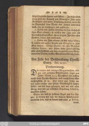 Am Feste der Beschneidung Christi. Evang. Luc. 2, 21.