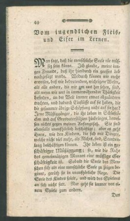 Vom iugendlichen Fleis, und Eifer im Lernen.