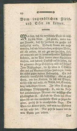 Vom iugendlichen Fleis, und Eifer im Lernen.