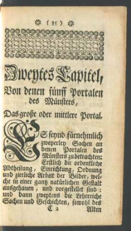 Zweytes Capitel, Von denen fünff Portalen des Münsters