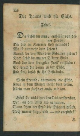 Die Tanne und die Eiche. Fabel.