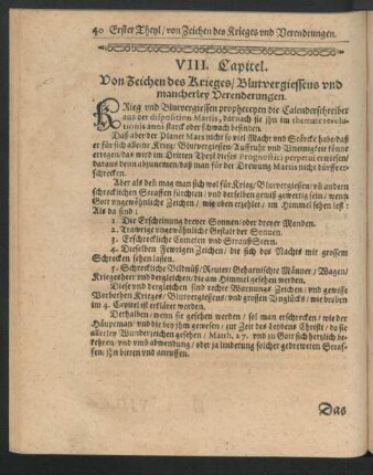 VIII. Capitel. Von Zeichen des Krieges/ Blutvergiessens und mancherley Verenderungen.