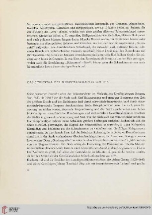 Das Schicksal des Münsterschatzes 1632-1648