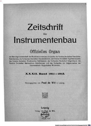 Zeitschrift für Instrumentenbau. 32. 1911/12