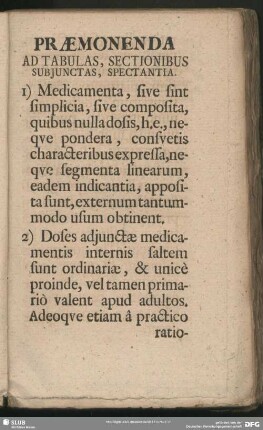 Praemonenda Ad Tabulas, Sectionibus Subjunctas, Spectantia