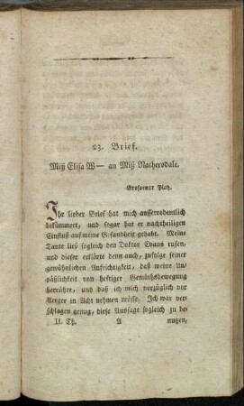 23. Brief. Miß Elisa W - an Miß Nathersdale. - 26. Brief. Elisa W - an Miß Nathersdale.