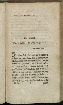 23. Brief. Miß Elisa W - an Miß Nathersdale. - 26. Brief. Elisa W - an Miß Nathersdale.