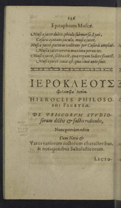 Hieroclis Philosophi Facetiae.
