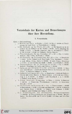 Verzeichnis der Karten und Bemerkungen über ihre Herstellung