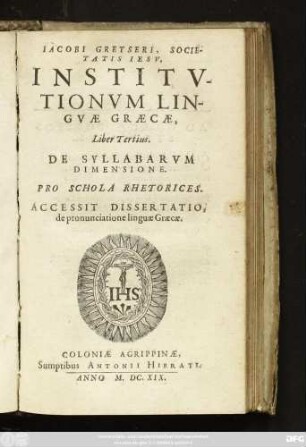 3: De Syllabarum Dimensione : Pro Schola Rhetorices