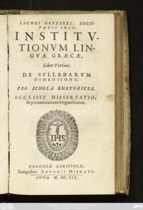 3: De Syllabarum Dimensione : Pro Schola Rhetorices