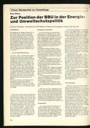 Focus: Standpunkte zur Umweltfrage
