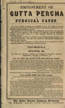 Employment of Gutta Percha in surgical cases