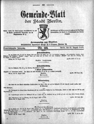 1920,34: Nr. 34, 22. August 1920