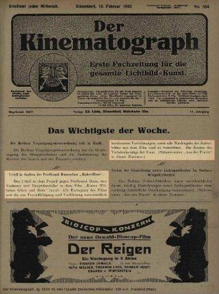 Urteil in Sachen des Ferdinand Bonnschen "Kaiserfilms"