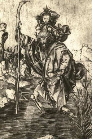 Heiliger Christopherus : Heiliger Christopherus. Kupferstich (Meister GXI?)