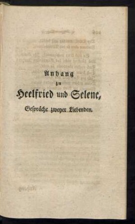 Anhang zu Heelfried und Selene, Gespräche zweyer Liebenden.