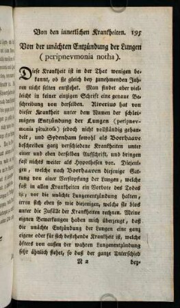 195-199, Von der unächten Entzündung der Lungen (peripnevmonia notha)