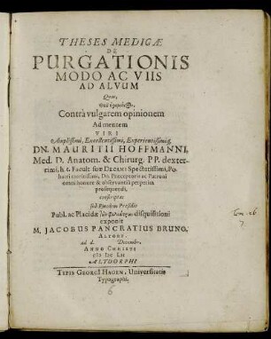 Theses Medicae De Purgationis Modo Ac Viis Ad Alvum