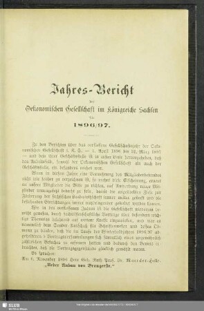 Jahres-Bericht der Oekonomischen Gesellschaft im Königreiche Sachsen für 1896/97