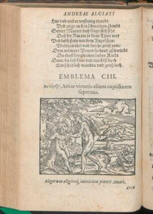 Emblema CIII. Αντέρ[ος] [Anteros], Amor virtutis alium cupidinem superans.