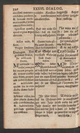 Dialogus Trigesimus sextus = Das Sechs und dreyssigste Gespräch = Trzydziesta y ßosta Rozmowa